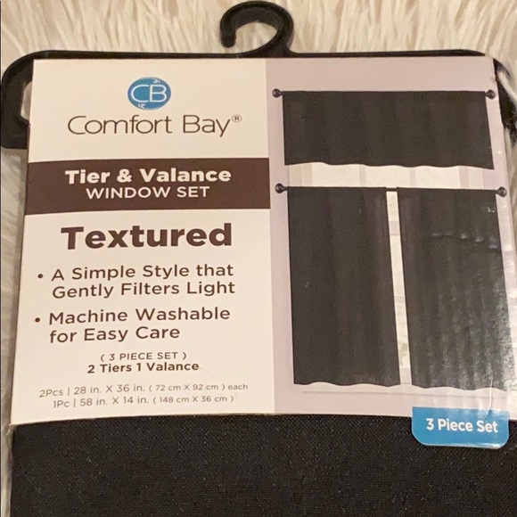 Comfort Bay Tier& Valance Window Set, 3 Piece Set - Picture 2 of 6